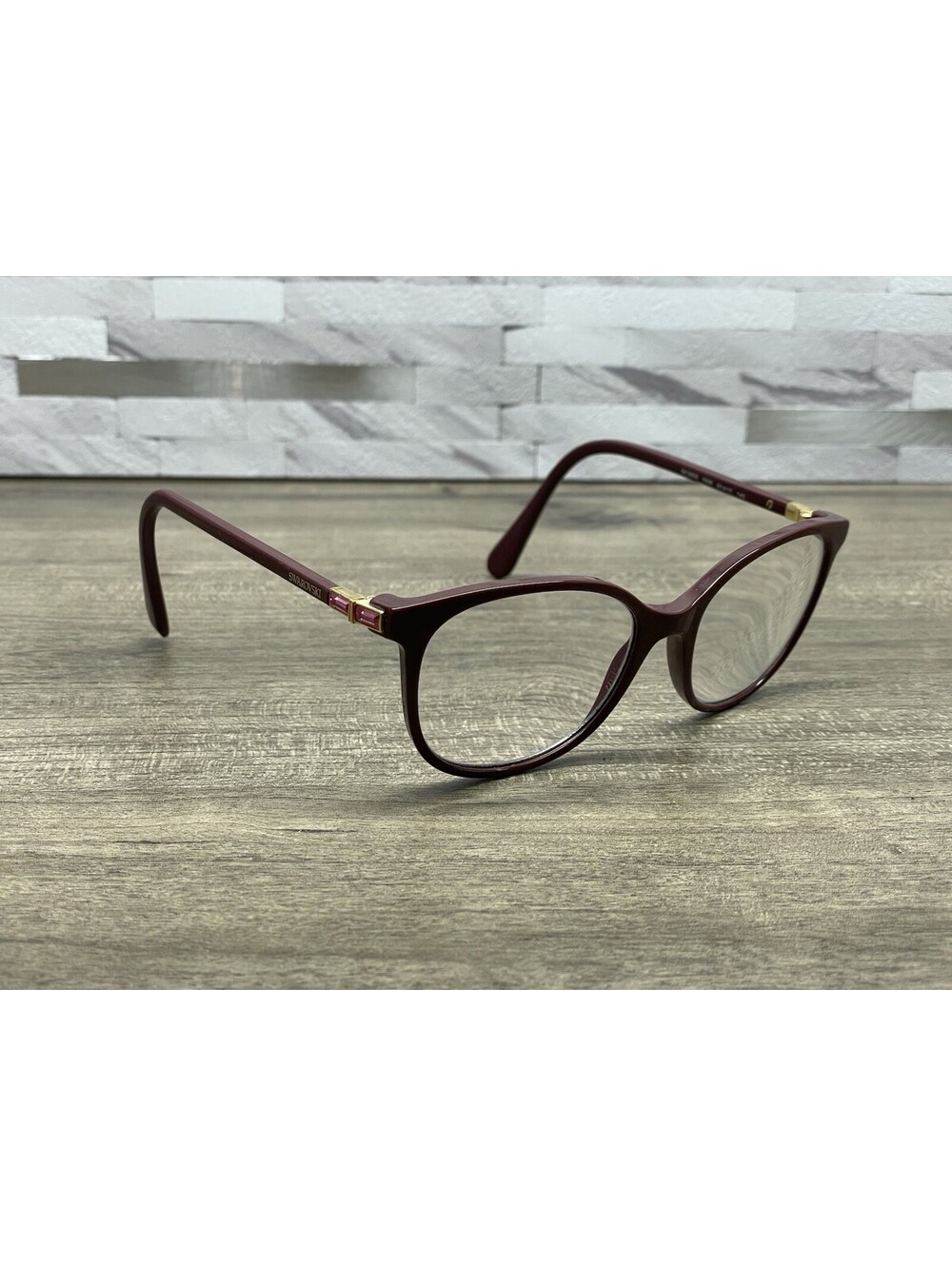 Swarovski Authentic Eyeglasses Frames SK 2002 1008 Maroon / Jeweled 51-17-140 - Picture 3 of 12